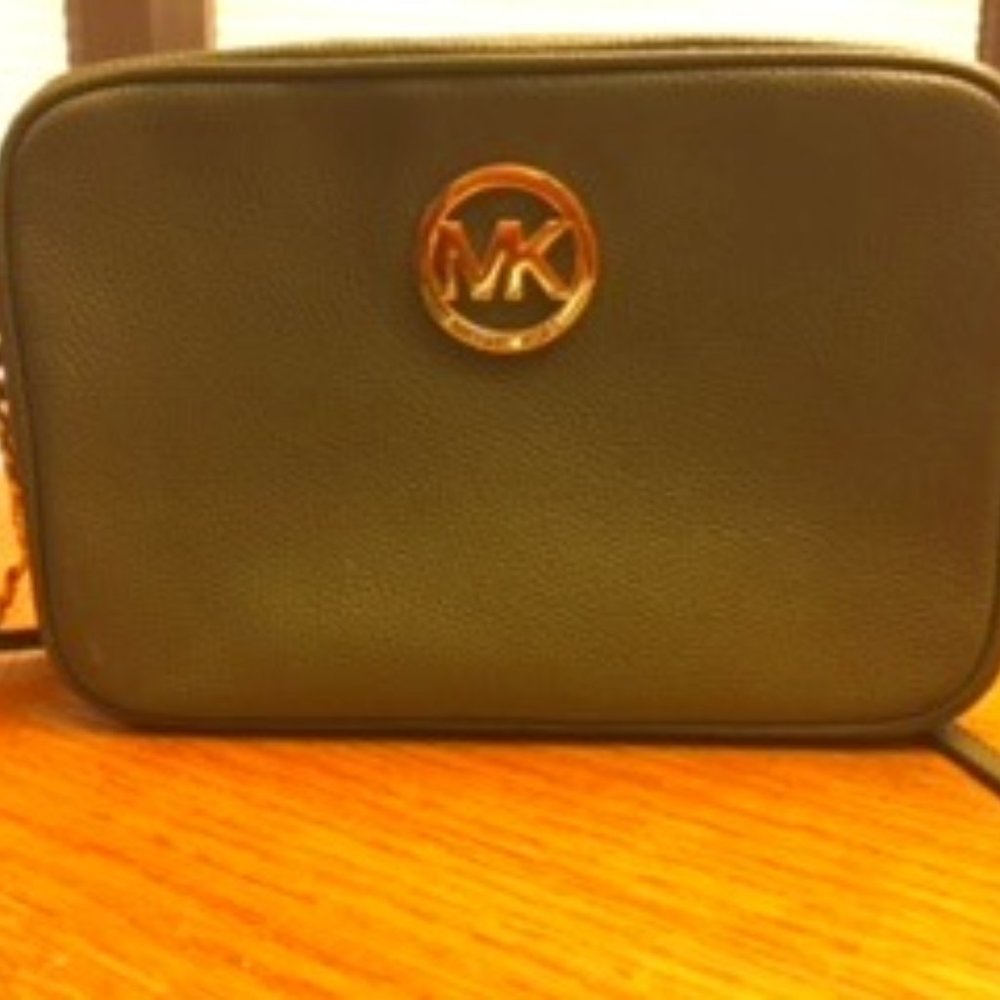 Michael Kors Black Crossbody Bag with Gold Logo